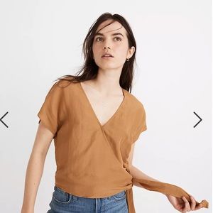 Madewell Linen-Blend Sash-Tie Wrap Top